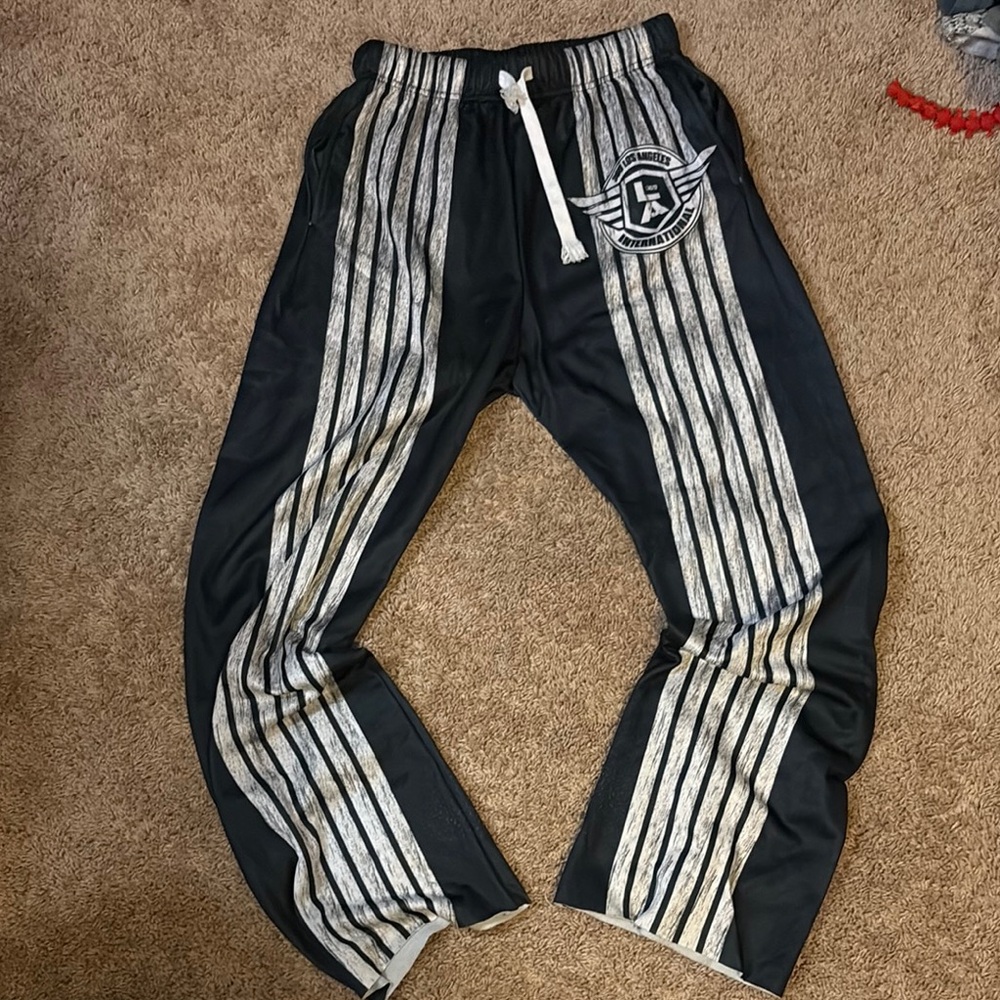 Black and White Striped Men's Pants